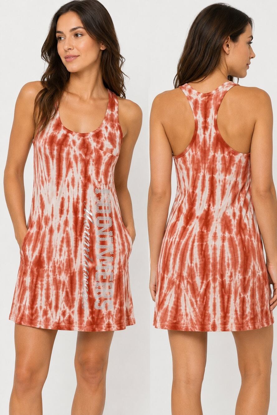 E5 Louisville Mountaineers NCAA Tie Dye Racerback Tank Dress | Medium | NWT